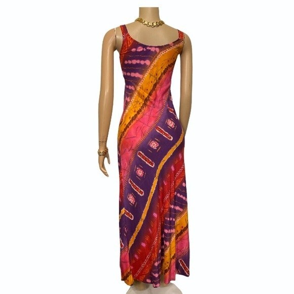 Vintage Hilo Hattie Original Maxi Dress Hawaiian l Orange Aloha Sunset S… - Picture 7 of 12